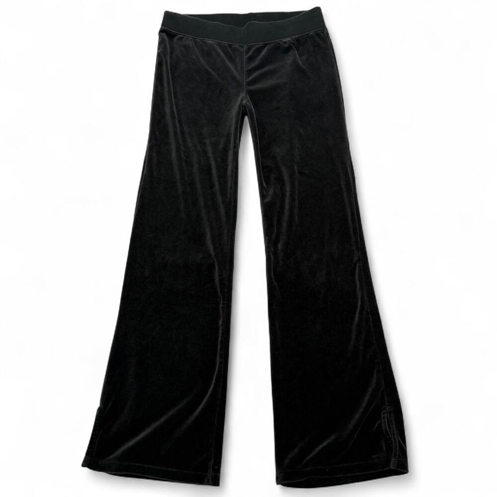 Y2K LowRise Velour Black Flared sweat pants pink patch Ralph Lauren Polo size XL
